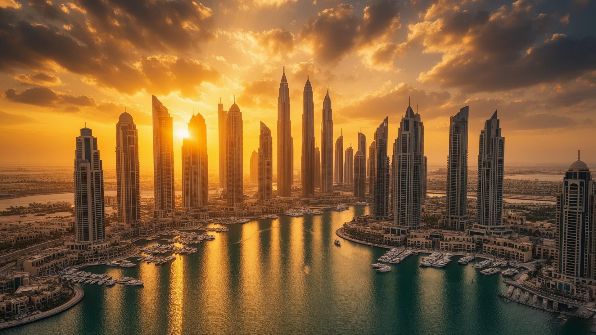 Luxury cityscape of premium real estate skyline